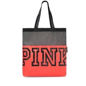 NWT Victorias Secret Pink Red & Black Mesh Tote